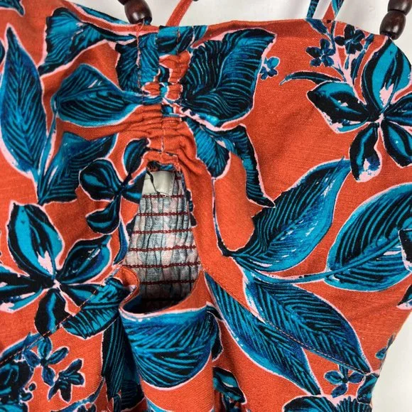 NWT Jason Wu Terracotta Cutout Floral Midi Dress Linen Blend Size XS NEW - Picture 5 of 16